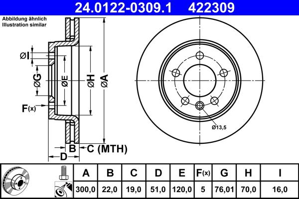 ATE 24.0122-0309.1 - Тормозной диск abcparts.ee