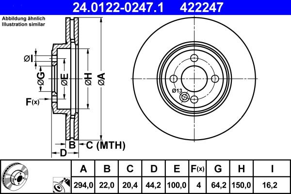 ATE 24.0122-0247.1 - Тормозной диск abcparts.ee
