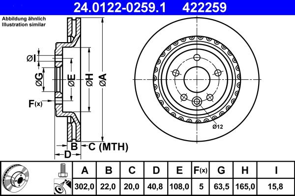 ATE 24.0122-0259.1 - Тормозной диск abcparts.ee