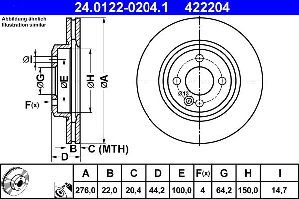 ATE 24.0122-0204.1 - Тормозной диск abcparts.ee
