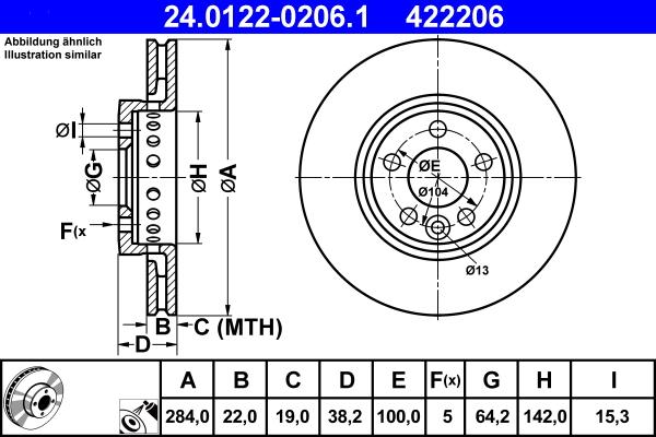 ATE 24.0122-0206.1 - Тормозной диск abcparts.ee