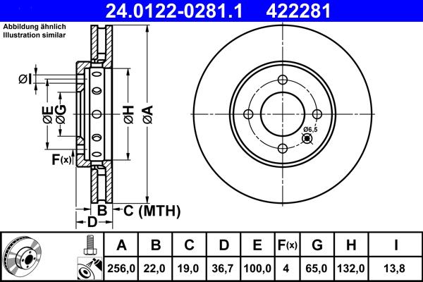 ATE 24.0122-0281.1 - Тормозной диск abcparts.ee