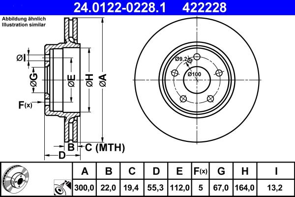 ATE 24.0122-0228.1 - Тормозной диск abcparts.ee