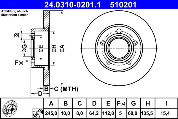 ATE 24.0310-0201.1 - Тормозной диск abcparts.ee
