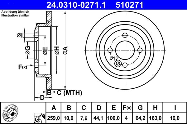 ATE 24.0310-0271.1 - Тормозной диск abcparts.ee