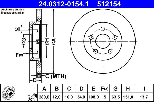 ATE 24.0312-0154.1 - Тормозной диск abcparts.ee