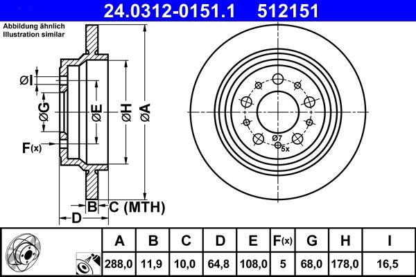ATE 24.0312-0151.1 - Тормозной диск abcparts.ee