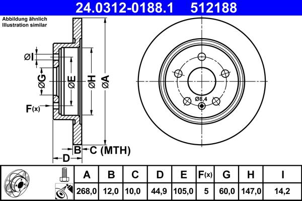 ATE 24.0312-0188.1 - Тормозной диск abcparts.ee