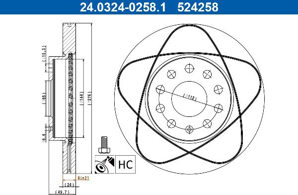 ATE 24.0324-0258.1 - Тормозной диск abcparts.ee