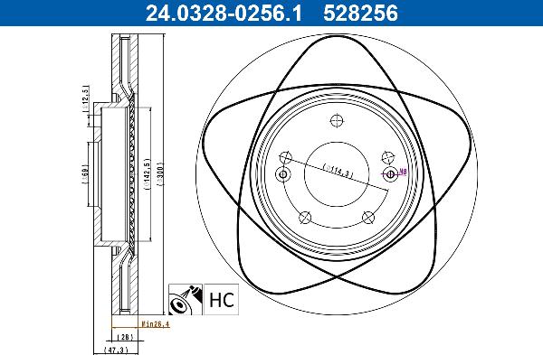 ATE 24.0328-0256.1 - Тормозной диск abcparts.ee