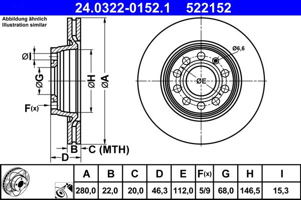 ATE 24.0322-0152.1 - Тормозной диск abcparts.ee