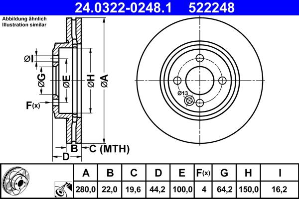 ATE 24.0322-0248.1 - Тормозной диск abcparts.ee
