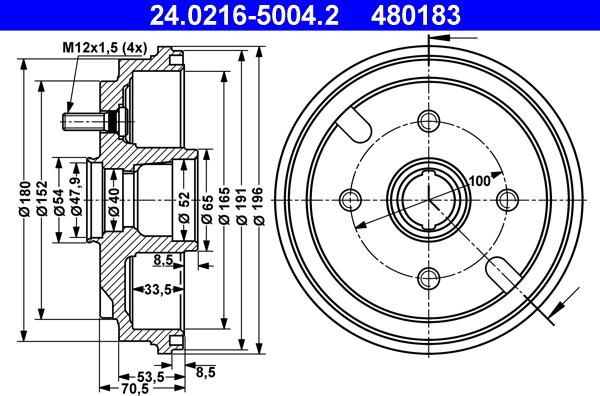 ATE 24.0216-5004.2 - Тормозной барабан abcparts.ee