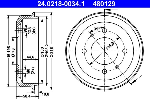 ATE 24.0218-0034.1 - Тормозной барабан abcparts.ee