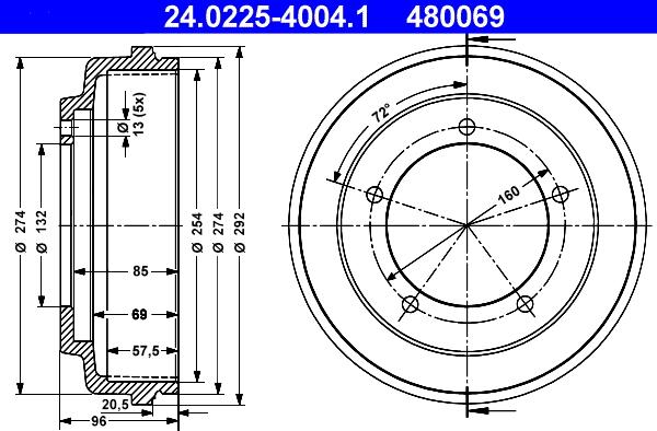ATE 24.0225-4004.1 - Тормозной барабан abcparts.ee