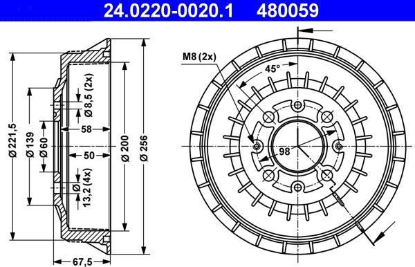 ATE 24.0220-0020.1 - Тормозной барабан abcparts.ee