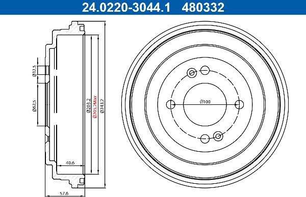 ATE 24.0220-3044.1 - Тормозной барабан abcparts.ee