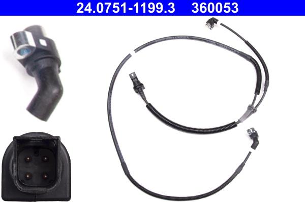 ATE 24.0751-1199.3 - ABS датчик, частота вращения колеса abcparts.ee