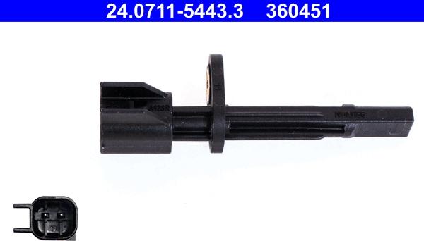 ATE 24.0711-5443.3 - ABS датчик, частота вращения колеса abcparts.ee