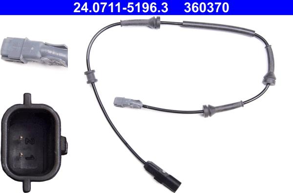 ATE 24.0711-5196.3 - ABS датчик, частота вращения колеса abcparts.ee