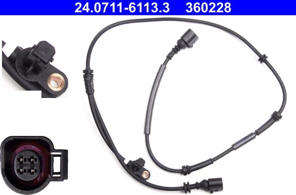 ATE 24.0711-6113.3 - ABS датчик, частота вращения колеса abcparts.ee