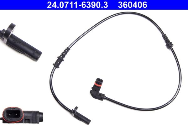 ATE 24.0711-6390.3 - ABS датчик, частота вращения колеса abcparts.ee