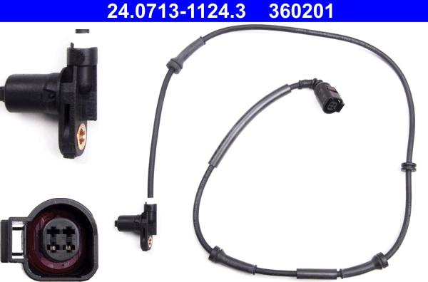 ATE 24.0713-1124.3 - ABS датчик, частота вращения колеса abcparts.ee