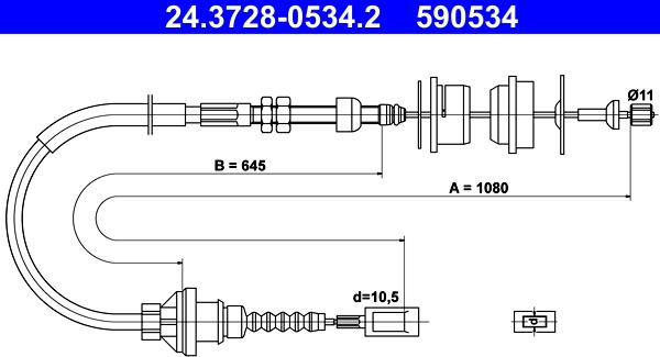 ATE 24.3728-0534.2 - Трос, управление сцеплением abcparts.ee