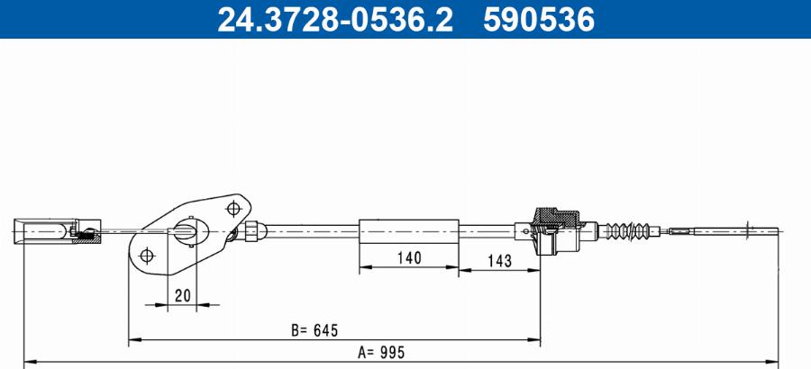 ATE 24.3728-0536.2 - Трос, управление сцеплением abcparts.ee