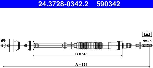 ATE 24.3728-0342.2 - Трос, управление сцеплением abcparts.ee
