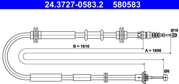 ATE 24.3727-0583.2 - Тросик, cтояночный тормоз abcparts.ee