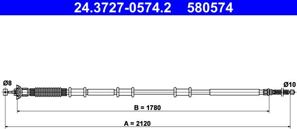 ATE 24.3727-0574.2 - Тросик, cтояночный тормоз abcparts.ee