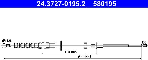 ATE 24.3727-0195.2 - Тросик, cтояночный тормоз abcparts.ee