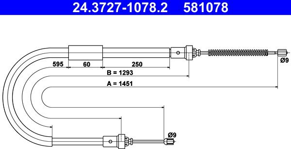 ATE 24.3727-1078.2 - Тросик, cтояночный тормоз abcparts.ee