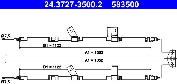 ATE 24.3727-3500.2 - Тросик, cтояночный тормоз abcparts.ee