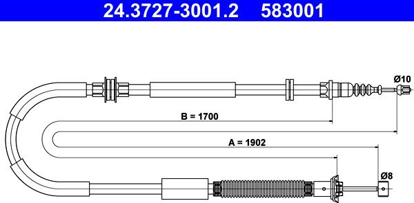 ATE 24.3727-3001.2 - Тросик, cтояночный тормоз abcparts.ee