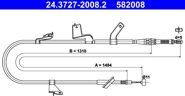 ATE 24.3727-2008.2 - Тросик, cтояночный тормоз abcparts.ee