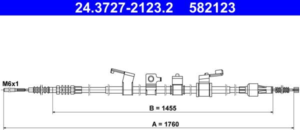 ATE 24.3727-2123.2 - Тросик, cтояночный тормоз abcparts.ee