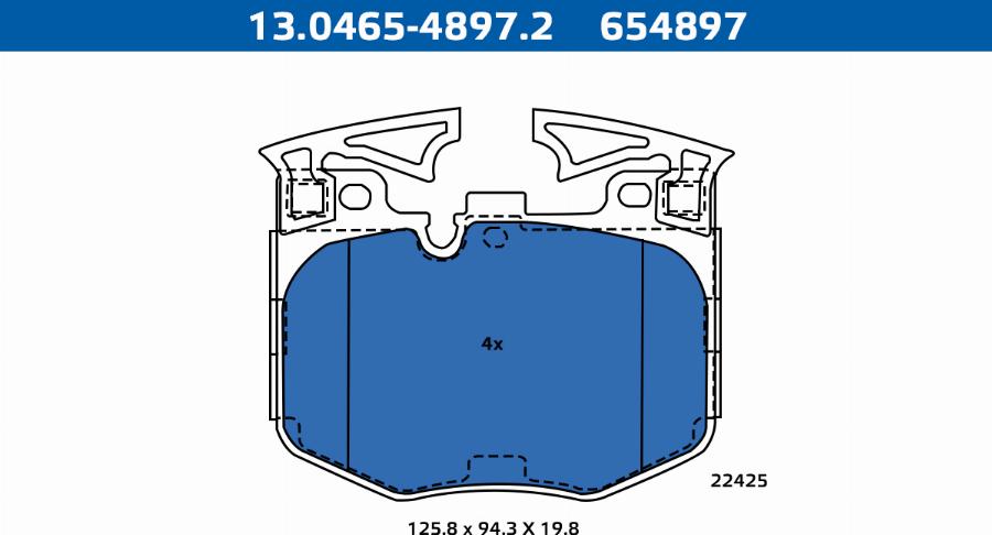 ATE-APAC 13.0465-4897.2 - Тормозные колодки, дисковые, комплект abcparts.ee