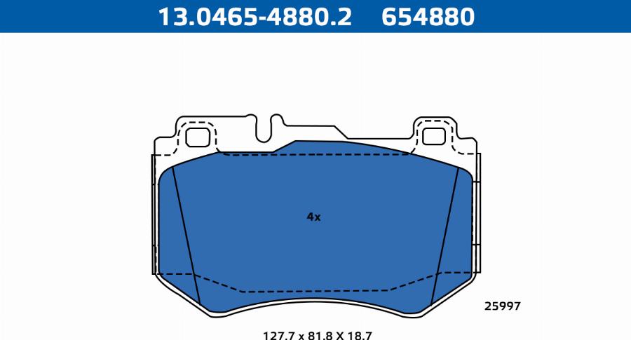 ATE-APAC 13.0465-4880.2 - Тормозные колодки, дисковые, комплект abcparts.ee
