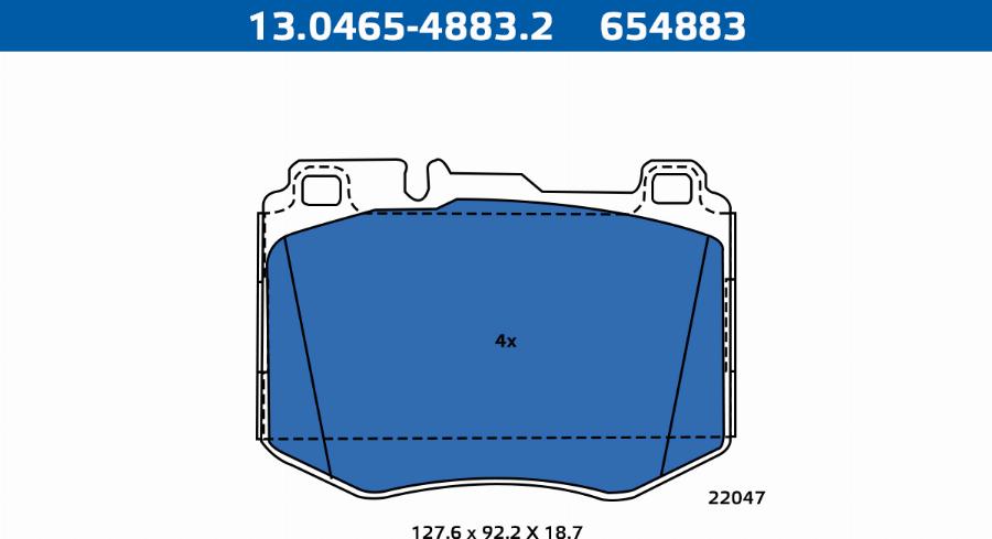 ATE-APAC 13.0465-4883.2 - Тормозные колодки, дисковые, комплект abcparts.ee