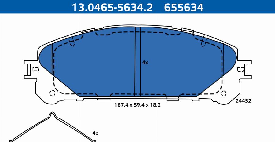 ATE-APAC 13.0465-5634.2 - Тормозные колодки, дисковые, комплект abcparts.ee