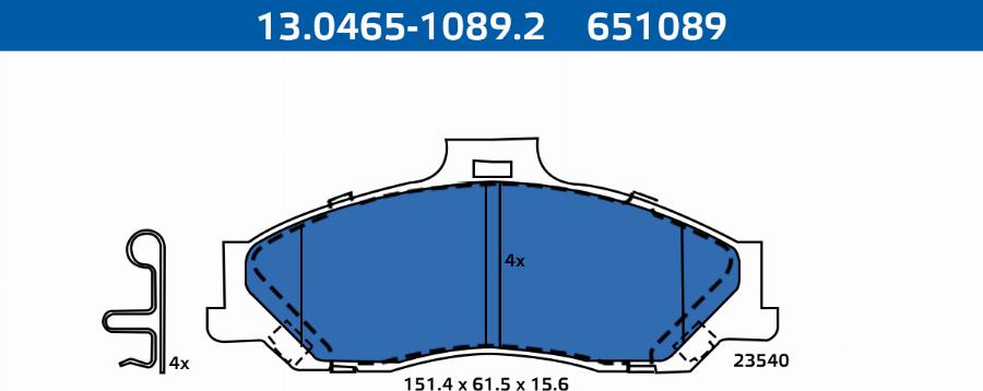 ATE-APAC 13.0465-1089.2 - Тормозные колодки, дисковые, комплект abcparts.ee