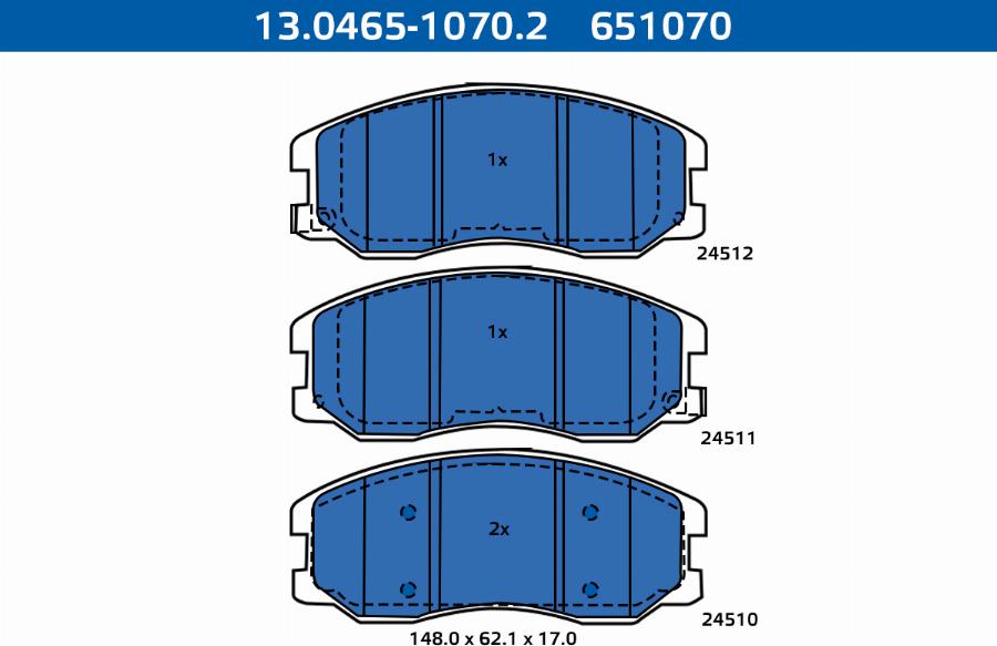 ATE-APAC 13.0465-1070.2 - Тормозные колодки, дисковые, комплект abcparts.ee