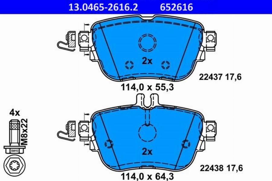 ATE-APAC 13.0465-2616.2 - Тормозные колодки, дисковые, комплект abcparts.ee