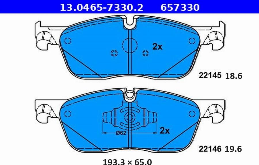 ATE-APAC 13.0465-7330.2 - Тормозные колодки, дисковые, комплект abcparts.ee