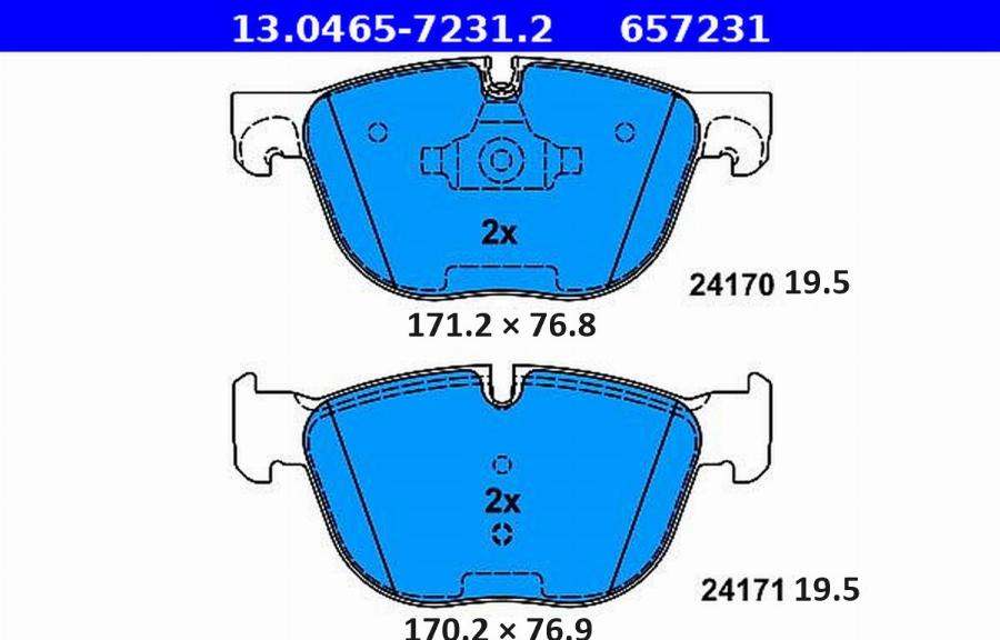 ATE-APAC 13.0465-7231.2 - Тормозные колодки, дисковые, комплект abcparts.ee