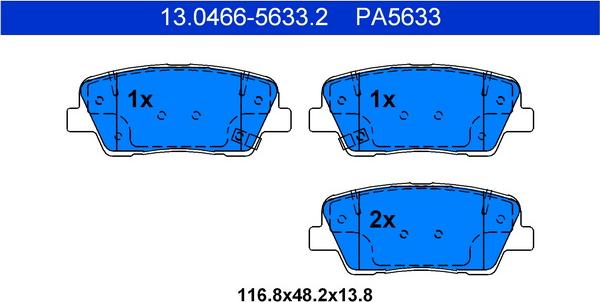 ATE-APAC 13.0466-5633.2 - Тормозные колодки, дисковые, комплект abcparts.ee