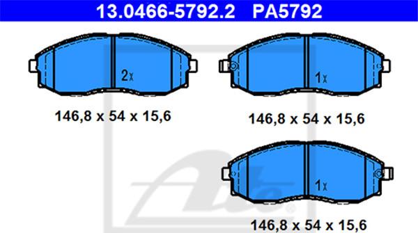 ATE-APAC 13.0466-5792.2 - Тормозные колодки, дисковые, комплект abcparts.ee