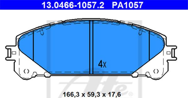 ATE-APAC 13.0466-1057.2 - Тормозные колодки, дисковые, комплект abcparts.ee